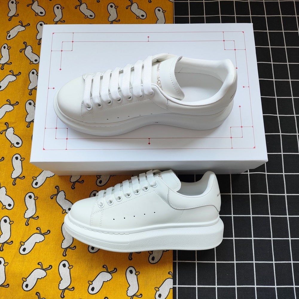 Alexander McQueen White Leather Platform Sneakers